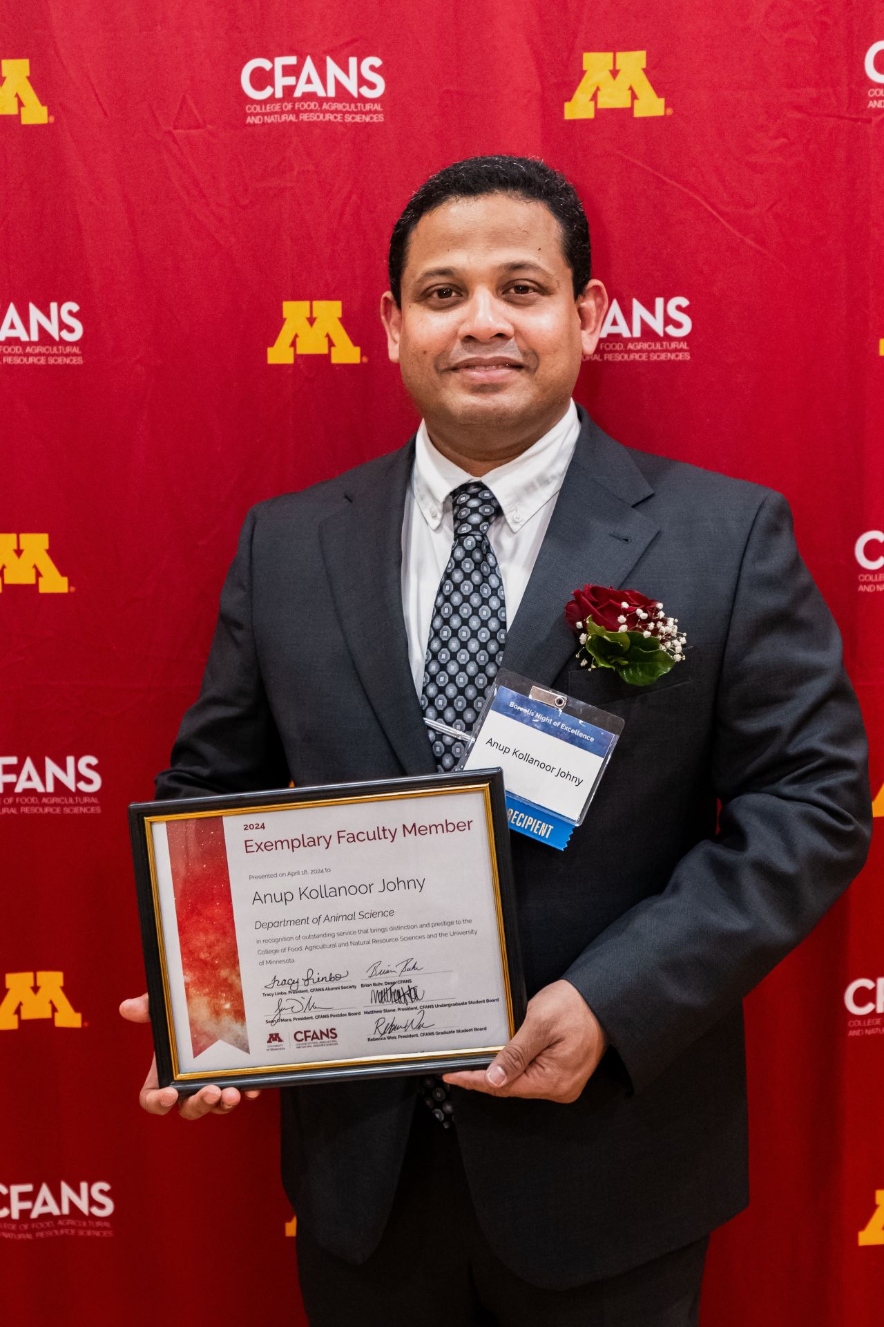 Dr. Anup Kollanoor Johny Receives 2024 CFANS Borealis Award